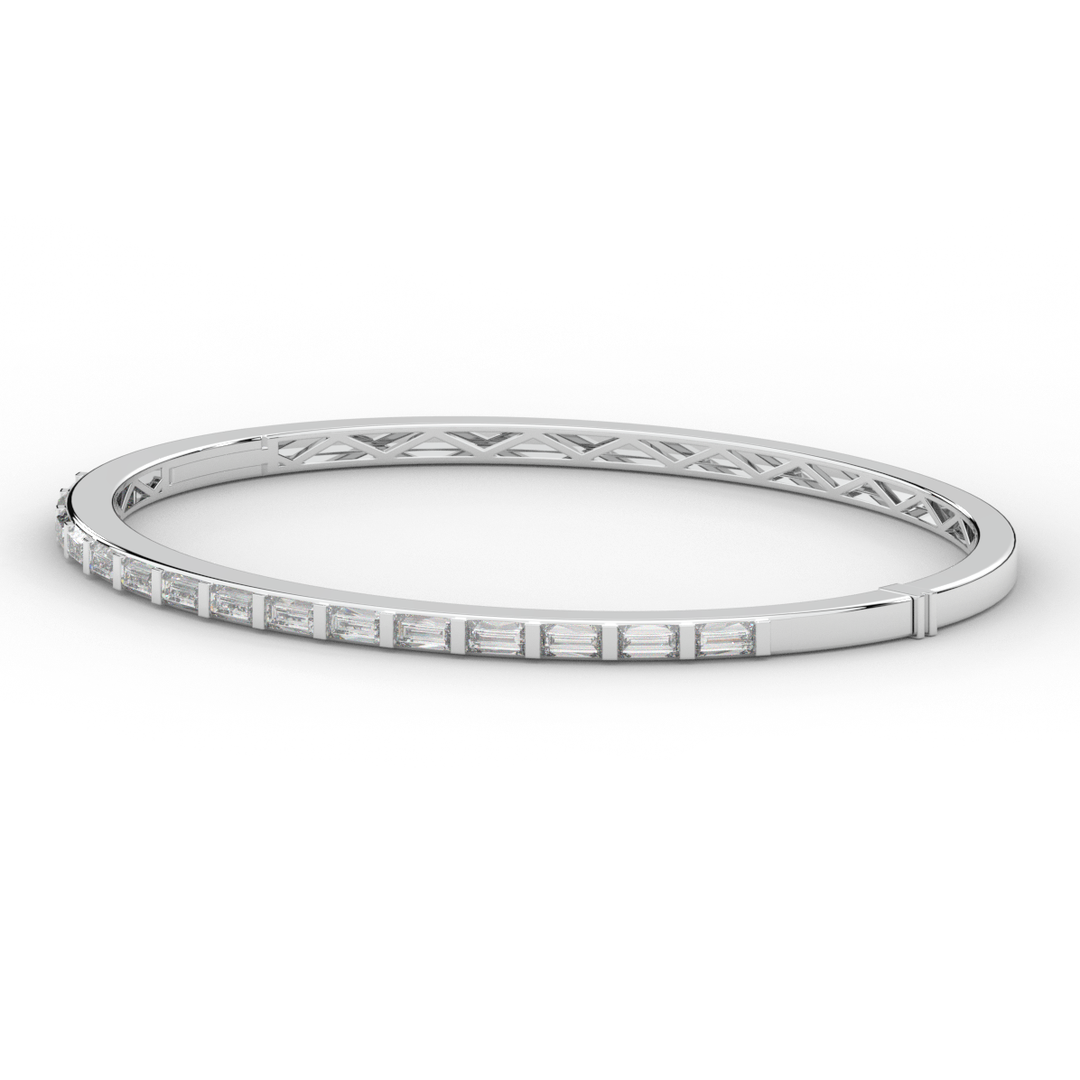 1.50CT.TW BAGUETTE LAB DIAMOND SHARED PRONG BANGLE - Nazarelle