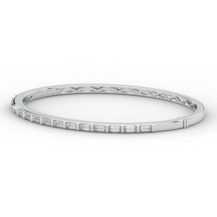 1.50CT.TW BAGUETTE LAB DIAMOND SHARED PRONG BANGLE - Nazarelle