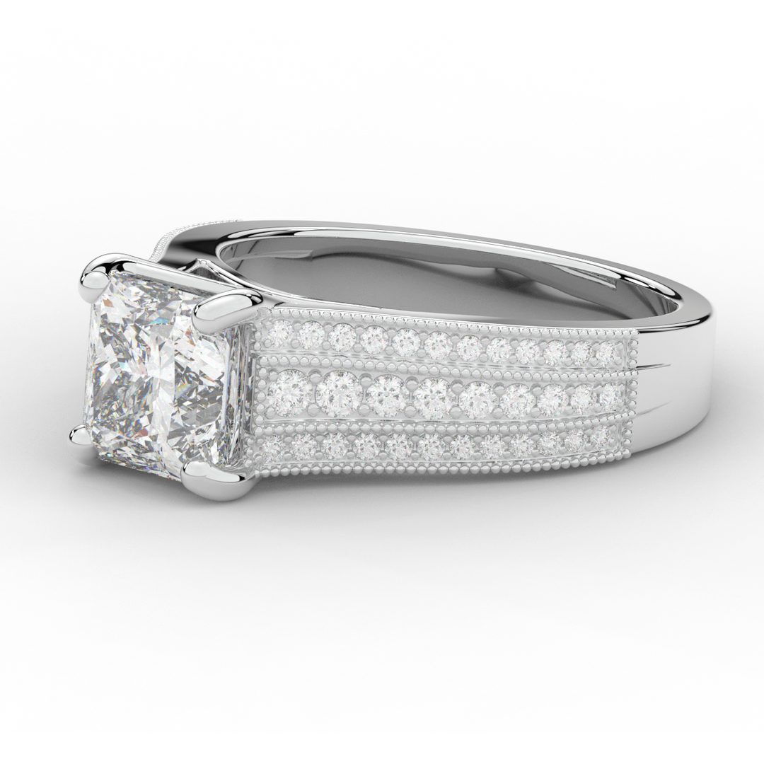 3.55CT.TW PRINCESS LAB DIAMOND ENGAGEMENT RING - Nazarelle