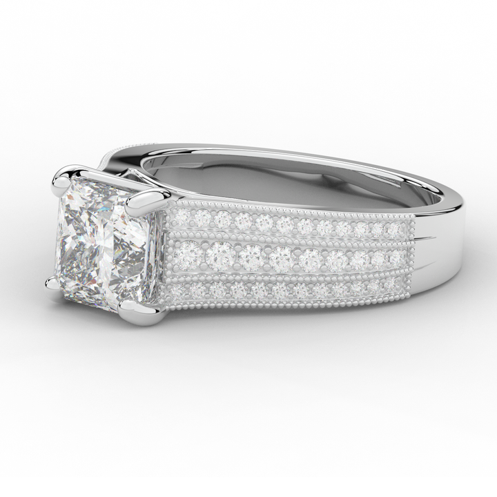 3.55CT.TW PRINCESS LAB DIAMOND ENGAGEMENT RING - Nazarelle