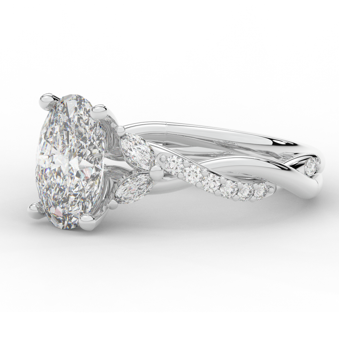 2.40CT.TW OVAL LAB DIAMOND TWIST ENGAGEMENT RING - Nazarelle