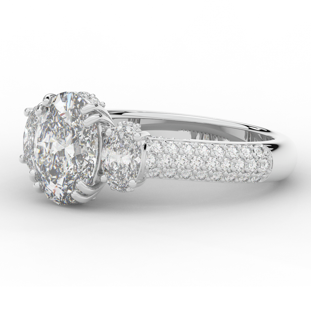 3.70CT.TW OVAL LAB DIAMOND 3 STONE ENGAGEMENT RING - Nazarelle