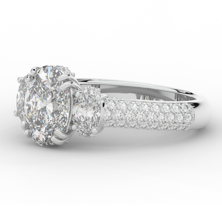 3.70CT.TW OVAL LAB DIAMOND 3 STONE ENGAGEMENT RING - Nazarelle