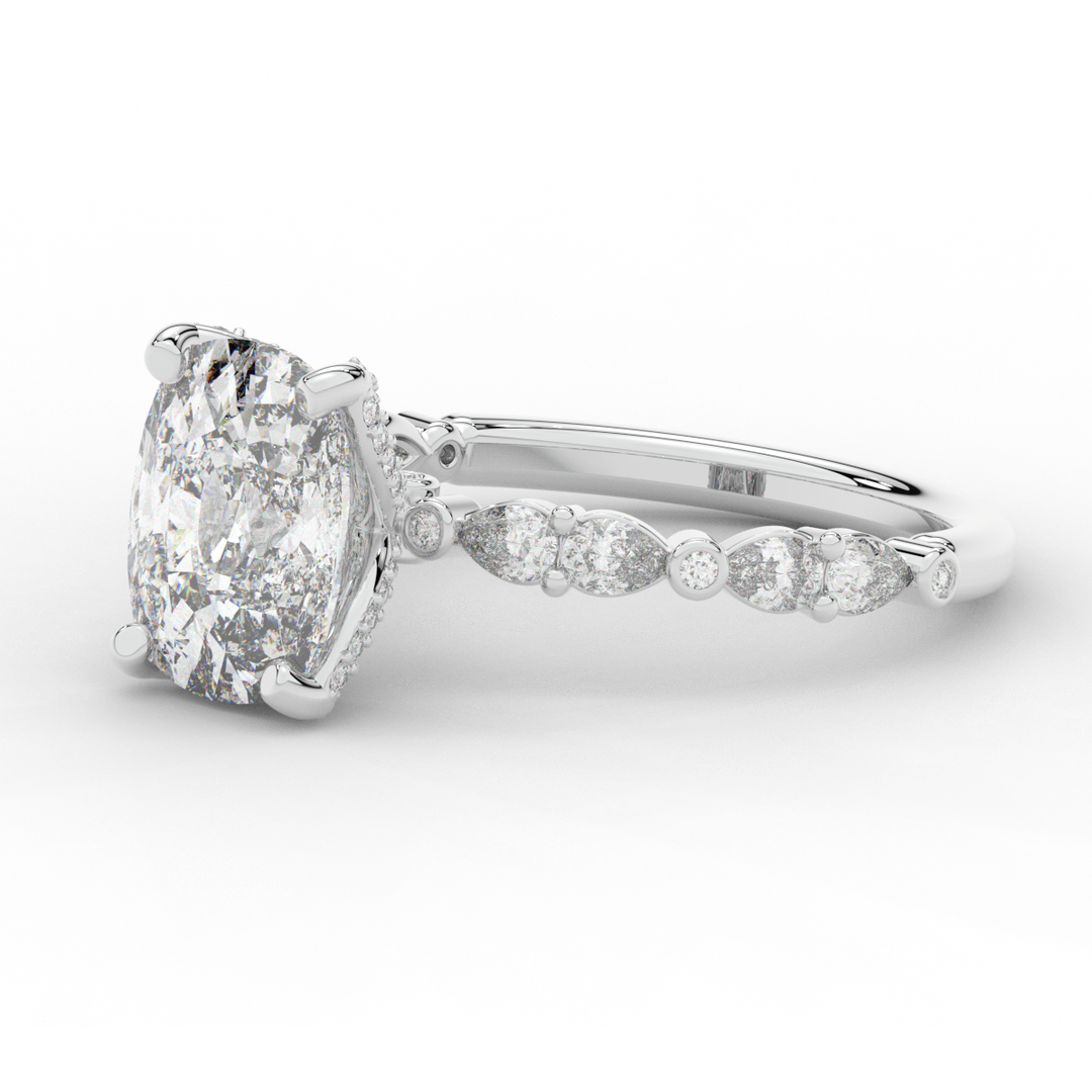 3.60CT.TW CUSHION LAB DIAMOND SOLITAIRE ENGAGEMENT RING - Nazarelle