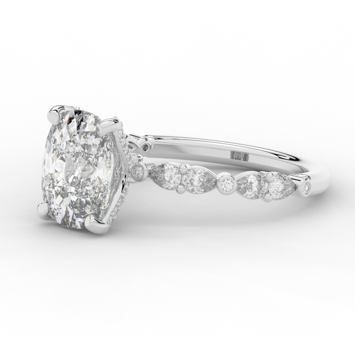 3.60CT.TW CUSHION LAB DIAMOND SOLITAIRE ENGAGEMENT RING - Nazarelle