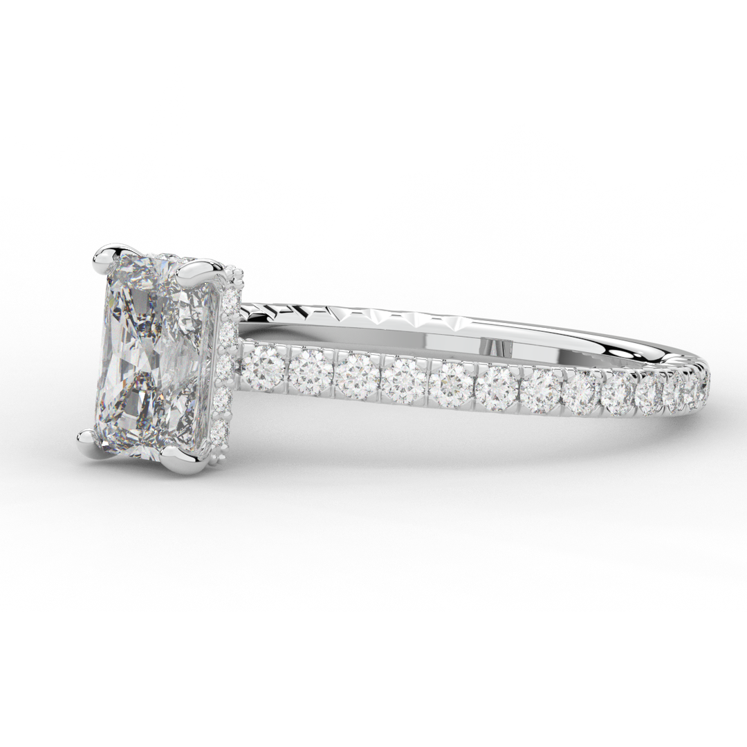 2.10CT.TW RADIANT LAB DIAMOND UNDERHALO SOLITAIRE ENGAGEMENT RING - Nazarelle