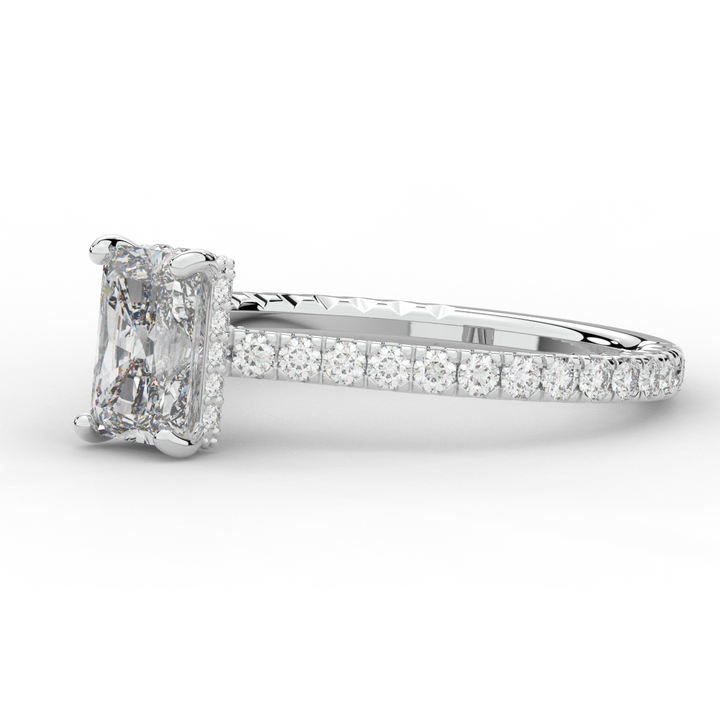 2.10CT.TW RADIANT LAB DIAMOND UNDERHALO SOLITAIRE ENGAGEMENT RING - Nazarelle