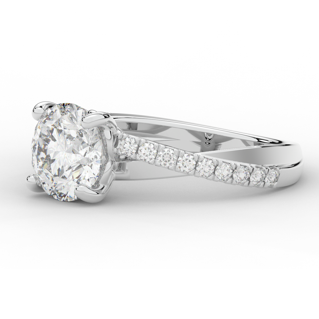 2.20CT.TW ROUND LAB DIAMOND TWISTBAND ENGAGEMENT RING - Nazarelle