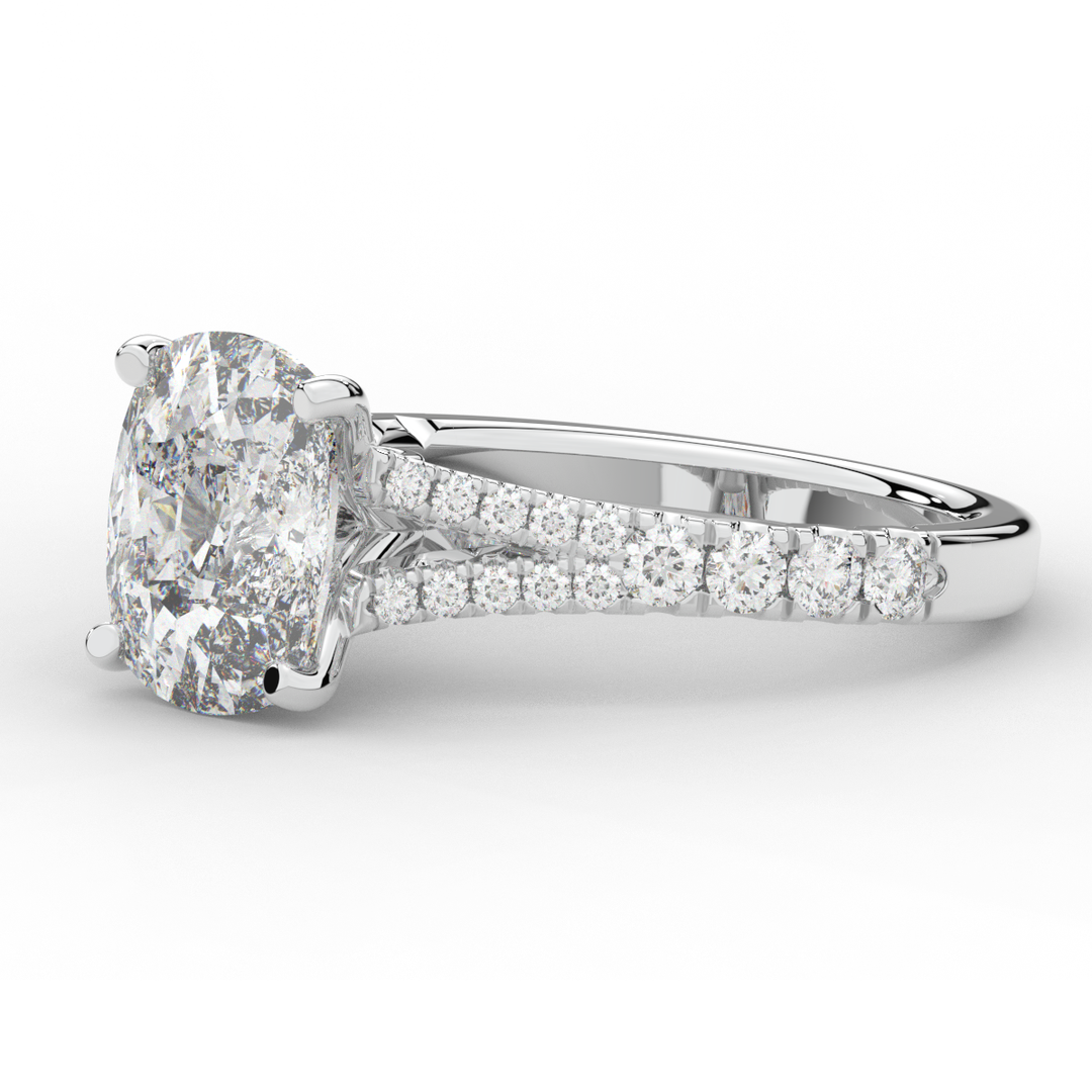 3.45CT.TW CUSHION LAB DIAMOND ENGAGEMENT RING - Nazarelle