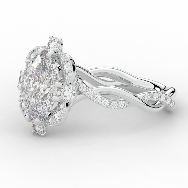 2.70CT.TW OVAL LAB DIAMOND HALO ENGAGEMENT RING - Nazarelle