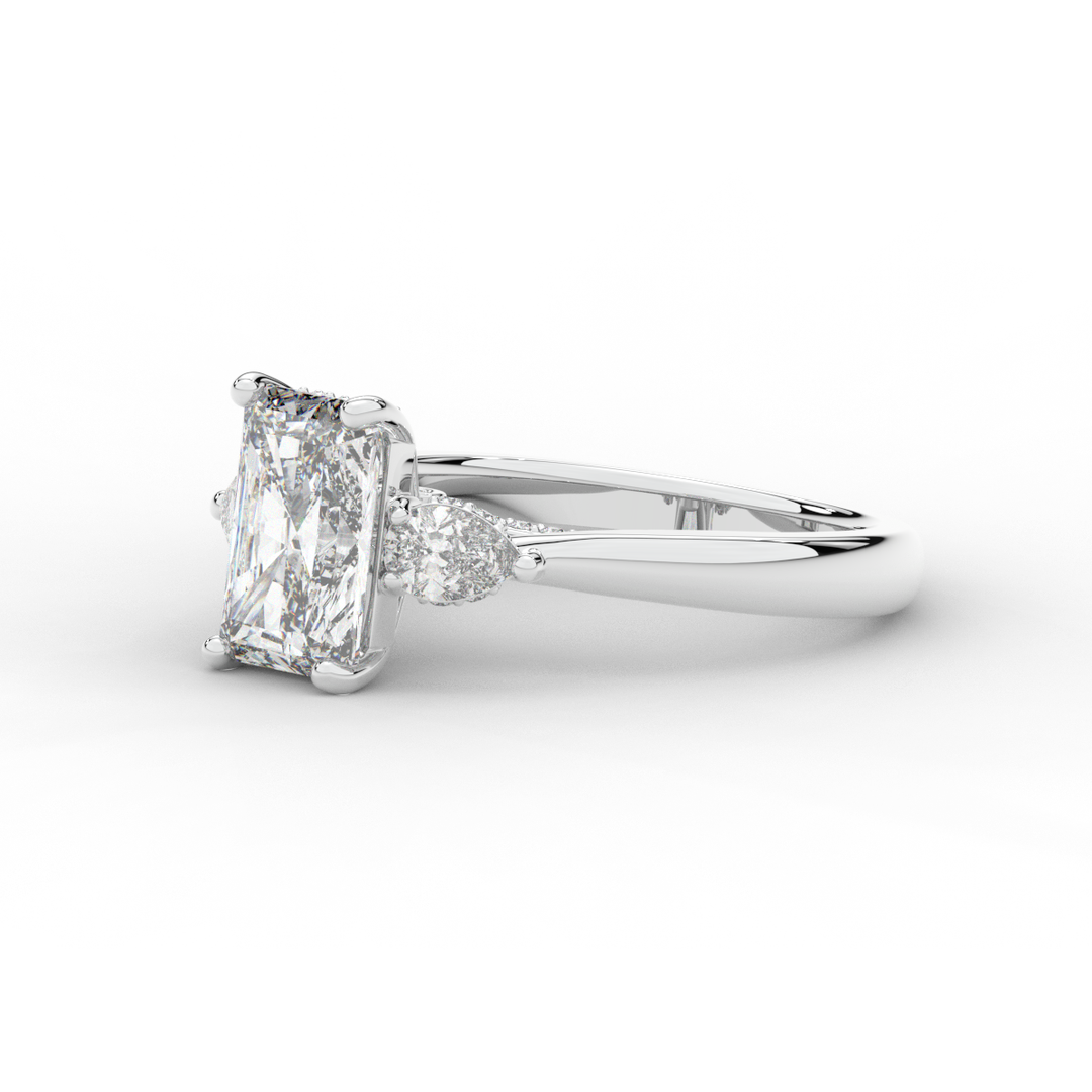 2.40CT.TW RADIANT LAB DIAMOND 3 STONE ENGAGEMENT RING - Nazarelle
