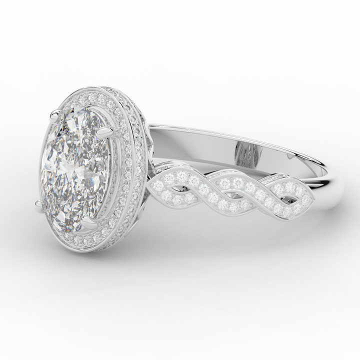 3.10CT.TW OVAL LAB DIAMOND HALO ENGAGEMENT RING - Nazarelle