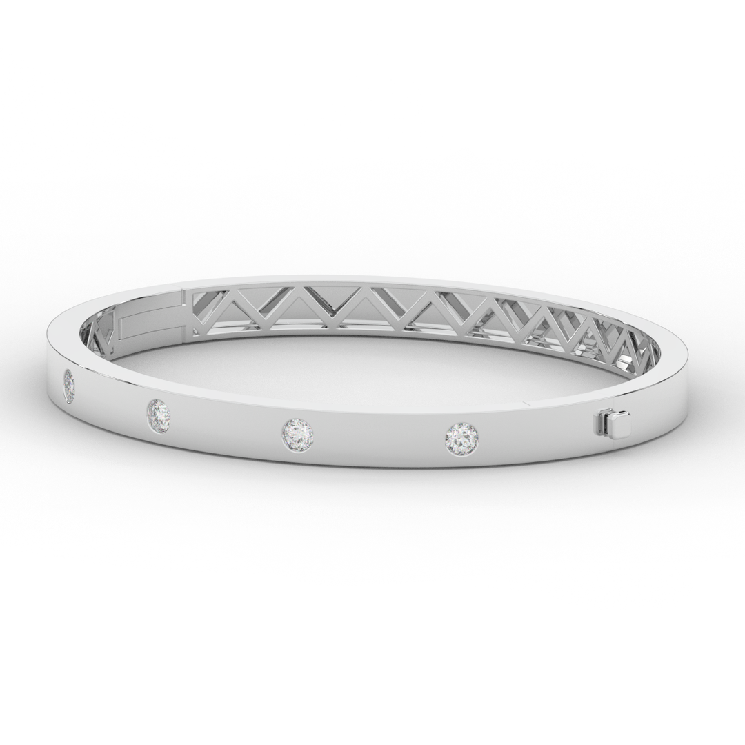 0.50CT.TW ROUND LAB DIAMOND BEZEL SET BANGLE - Nazarelle