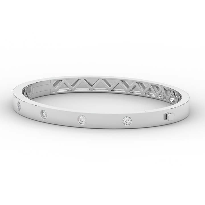 0.50CT.TW ROUND LAB DIAMOND BEZEL SET BANGLE - Nazarelle