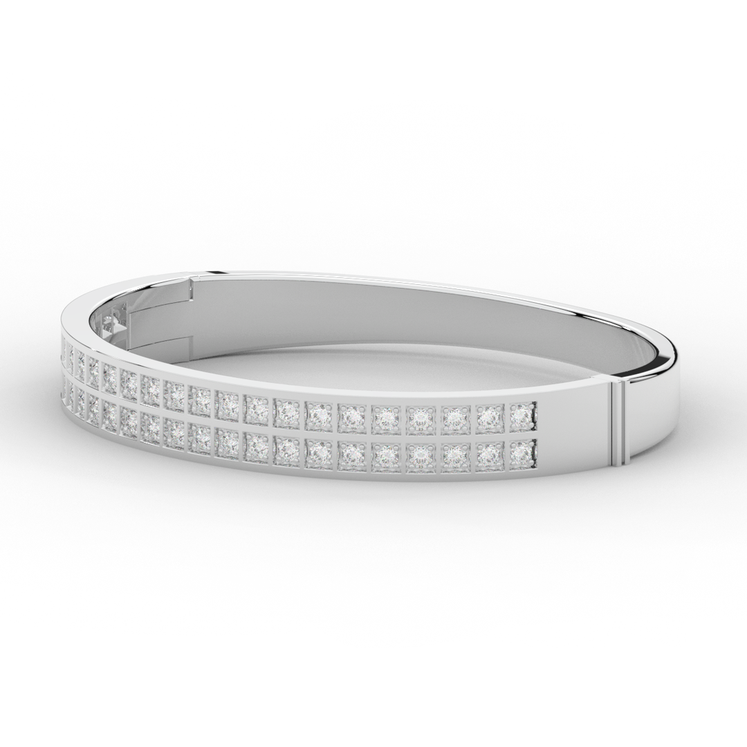 2.00CT.TW ROUND LAB TWO ROW DIAMOND BANGLE - Nazarelle