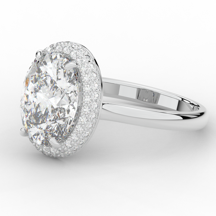 4.40CT.TW OVAL LAB DIAMOND HALO ENGAGEMENT RING - Nazarelle