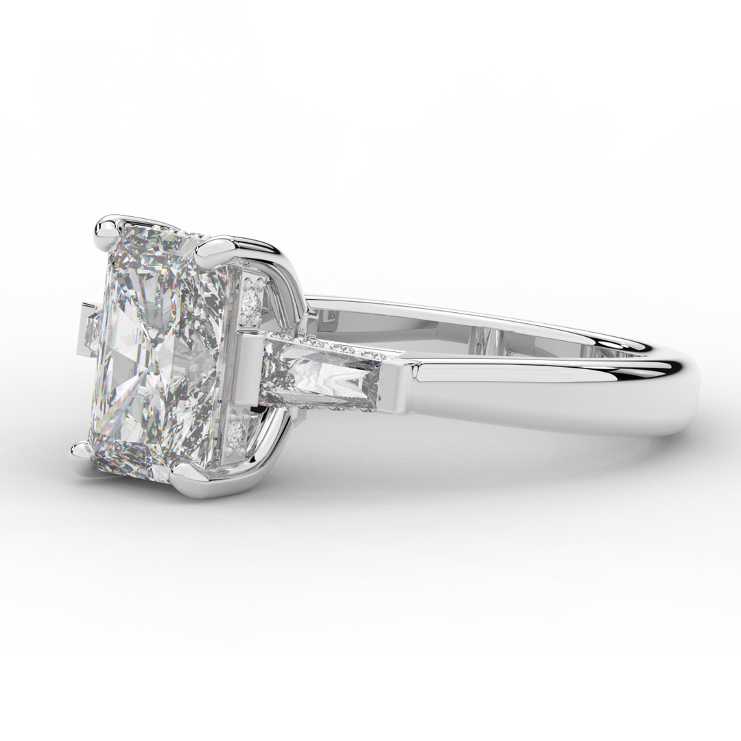 3.45CT.TW RADIANT LAB DIAMOND 3 STONE ENGAGEMENT RING - Nazarelle