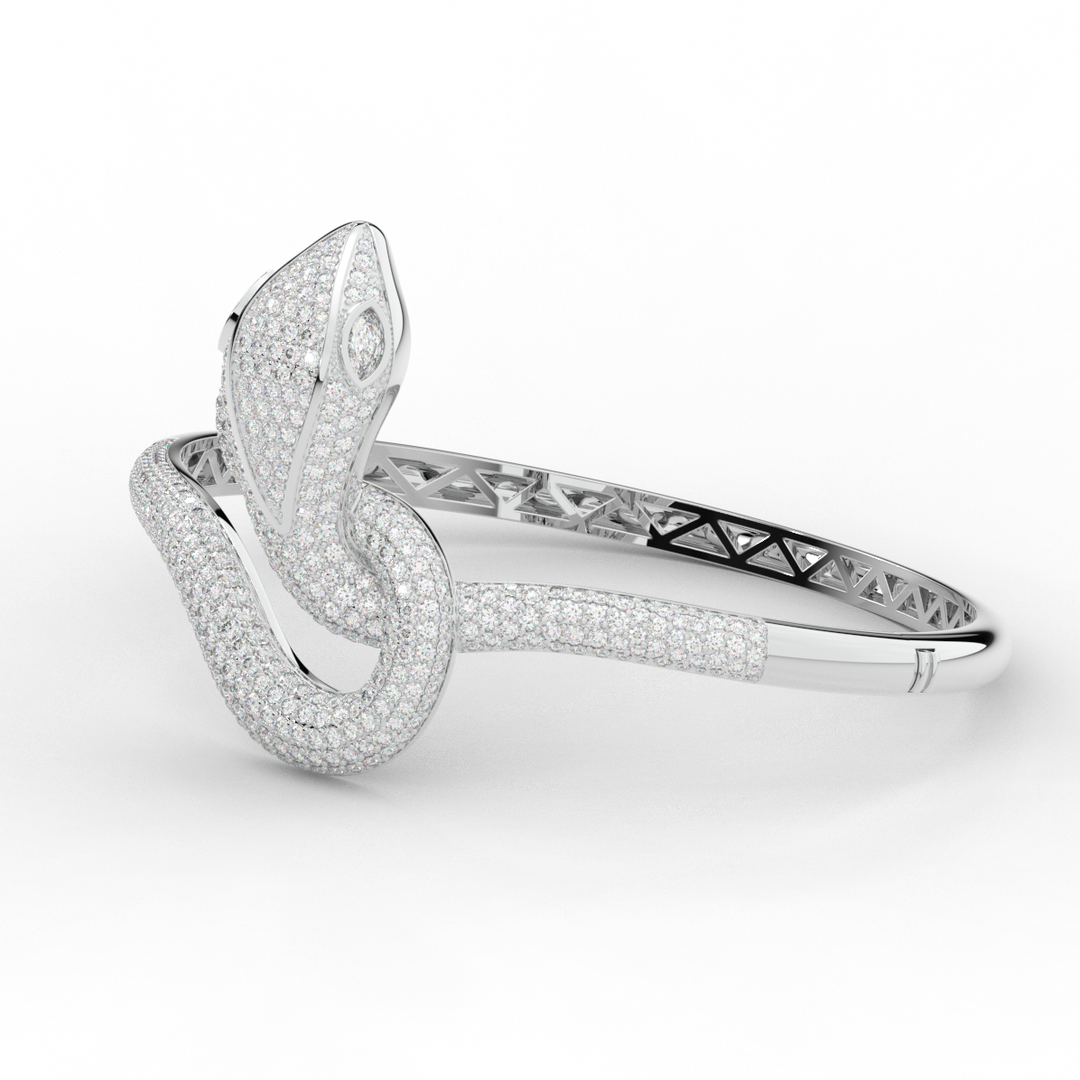 4.90CT.TW ROUND AND PEAR LAB DIAMOND SNAKE BANGLE - Nazarelle