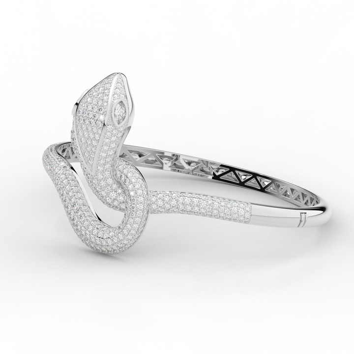 4.90CT.TW ROUND AND PEAR LAB DIAMOND SNAKE BANGLE - Nazarelle