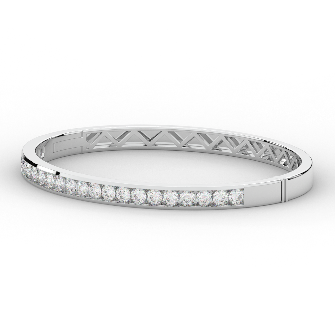 2.75CT.TW ROUND LAB CHANNEL SET DIAMOND BANGLE - Nazarelle