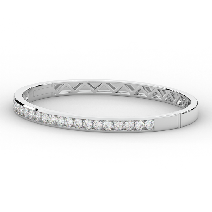 2.75CT.TW ROUND LAB CHANNEL SET DIAMOND BANGLE - Nazarelle