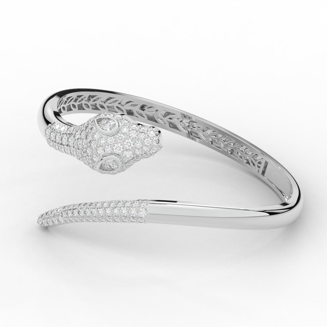3.75CT.TW ROUND AND PEAR LAB DIAMOND SNAKE BANGLE - Nazarelle