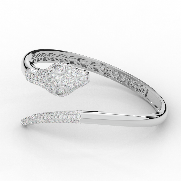3.75CT.TW ROUND AND PEAR LAB DIAMOND SNAKE BANGLE - Nazarelle