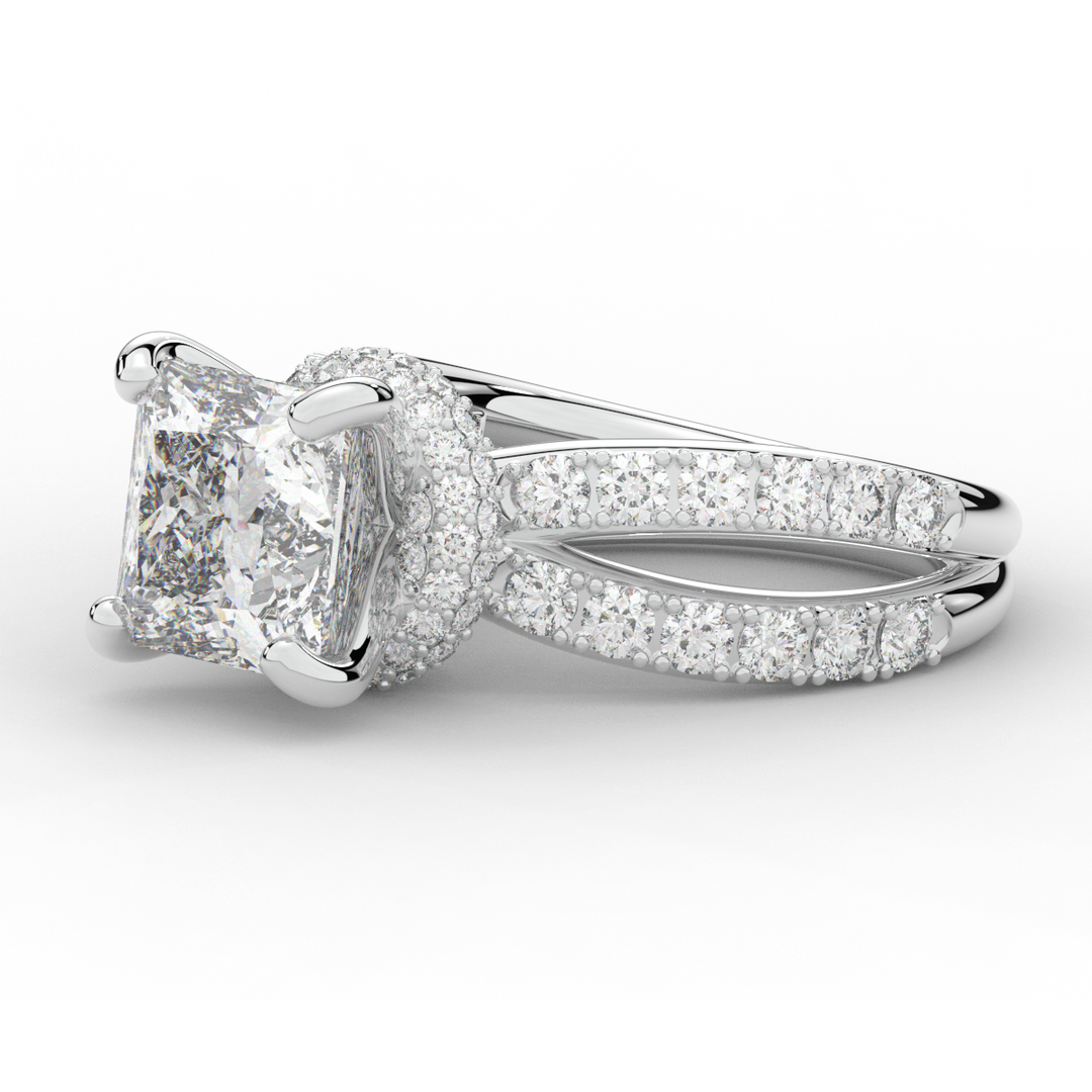 5.25CT.TW PRINCESS LAB DIAMOND ENGAGEMENT RING - Nazarelle