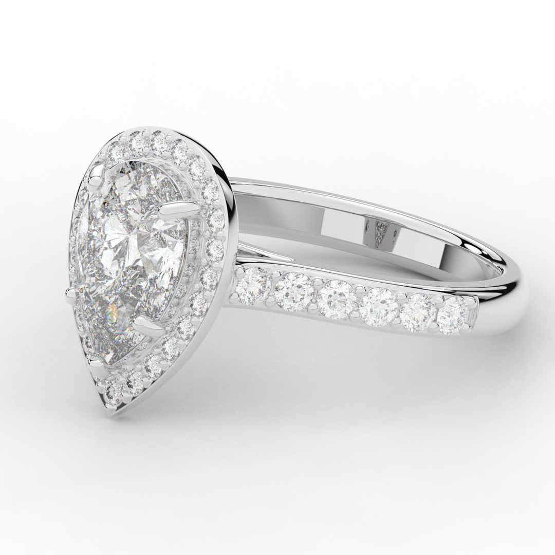 2.50CT.TW PEAR LAB DIAMOND HALO ENGAGEMENT RING - Nazarelle