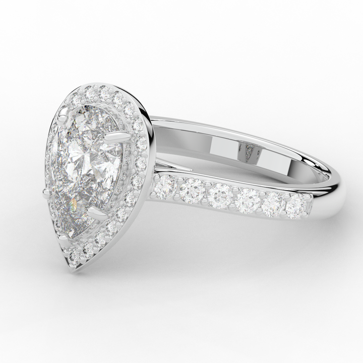 2.50CT.TW PEAR LAB DIAMOND HALO ENGAGEMENT RING - Nazarelle