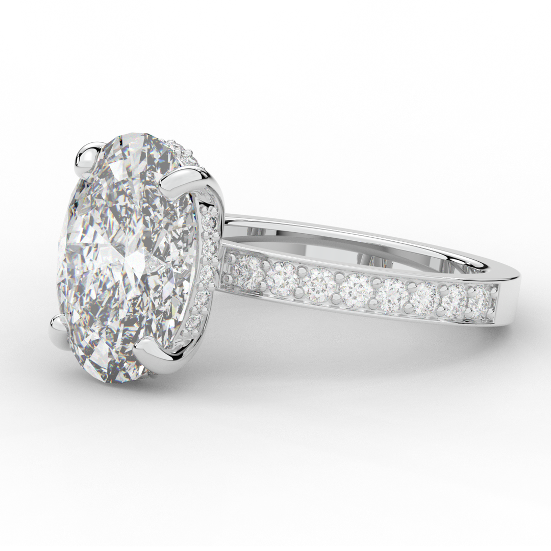 4.30CT.TW OVAL LAB DIAMOND BAND ENGAGEMENT RING - Nazarelle