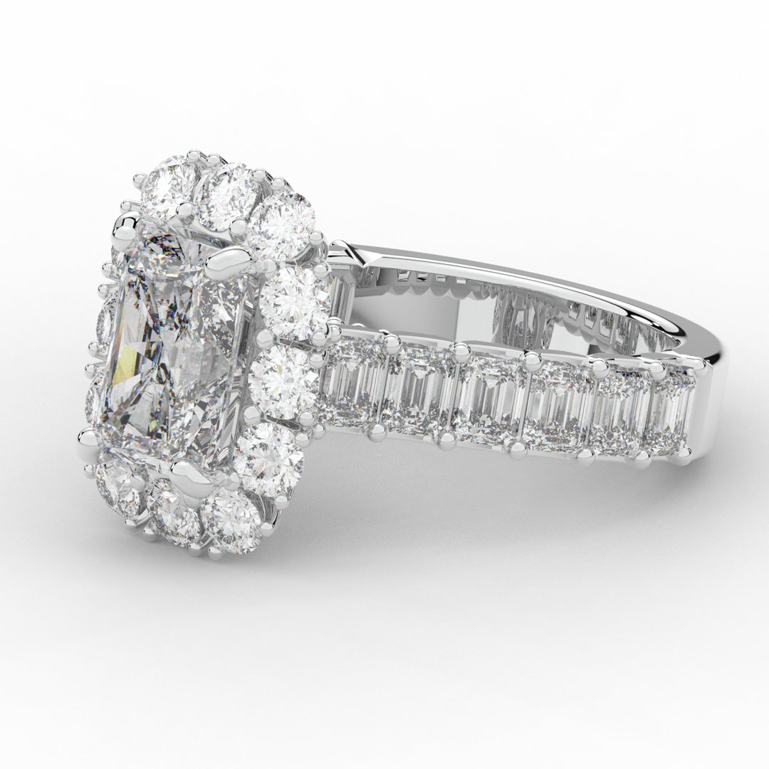 6.00CT.TW RADIANT LAB DIAMOND HALO ENGAGEMENT RING - Nazarelle