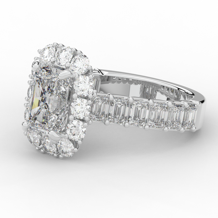 6.00CT.TW RADIANT LAB DIAMOND HALO ENGAGEMENT RING - Nazarelle