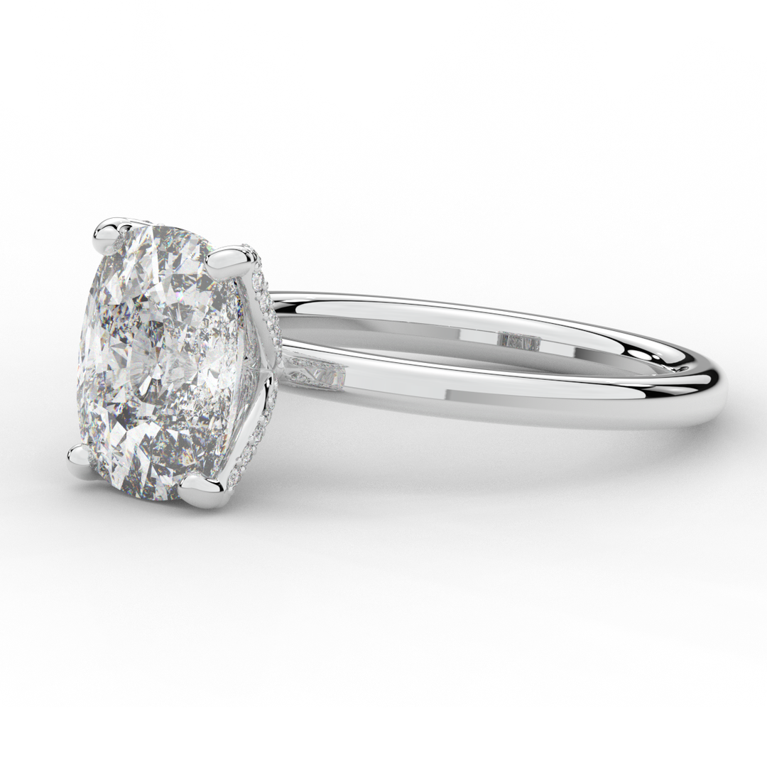 3.10CT.TW CUSHION LAB DIAMOND ENGAGEMENT RING - Nazarelle