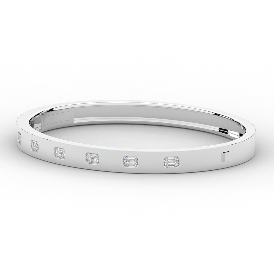 1.25CT.TW ROUND LAB DIAMOND BEZEL SET BANGLE - Nazarelle