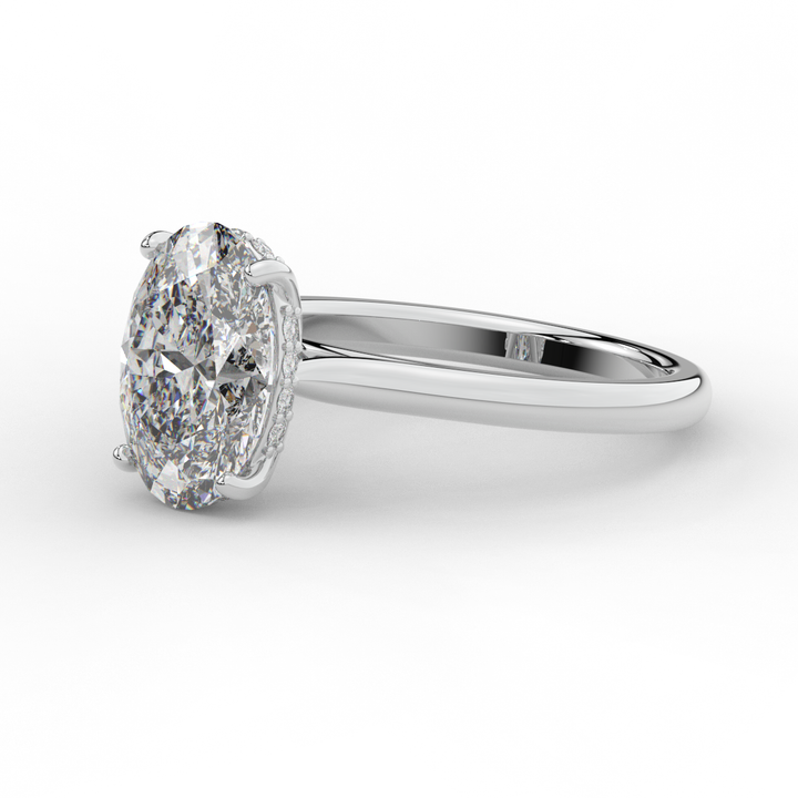 2.05CT.TW OVAL LAB DIAMOND UNDERHALO ENGAGEMENT RING - Nazarelle