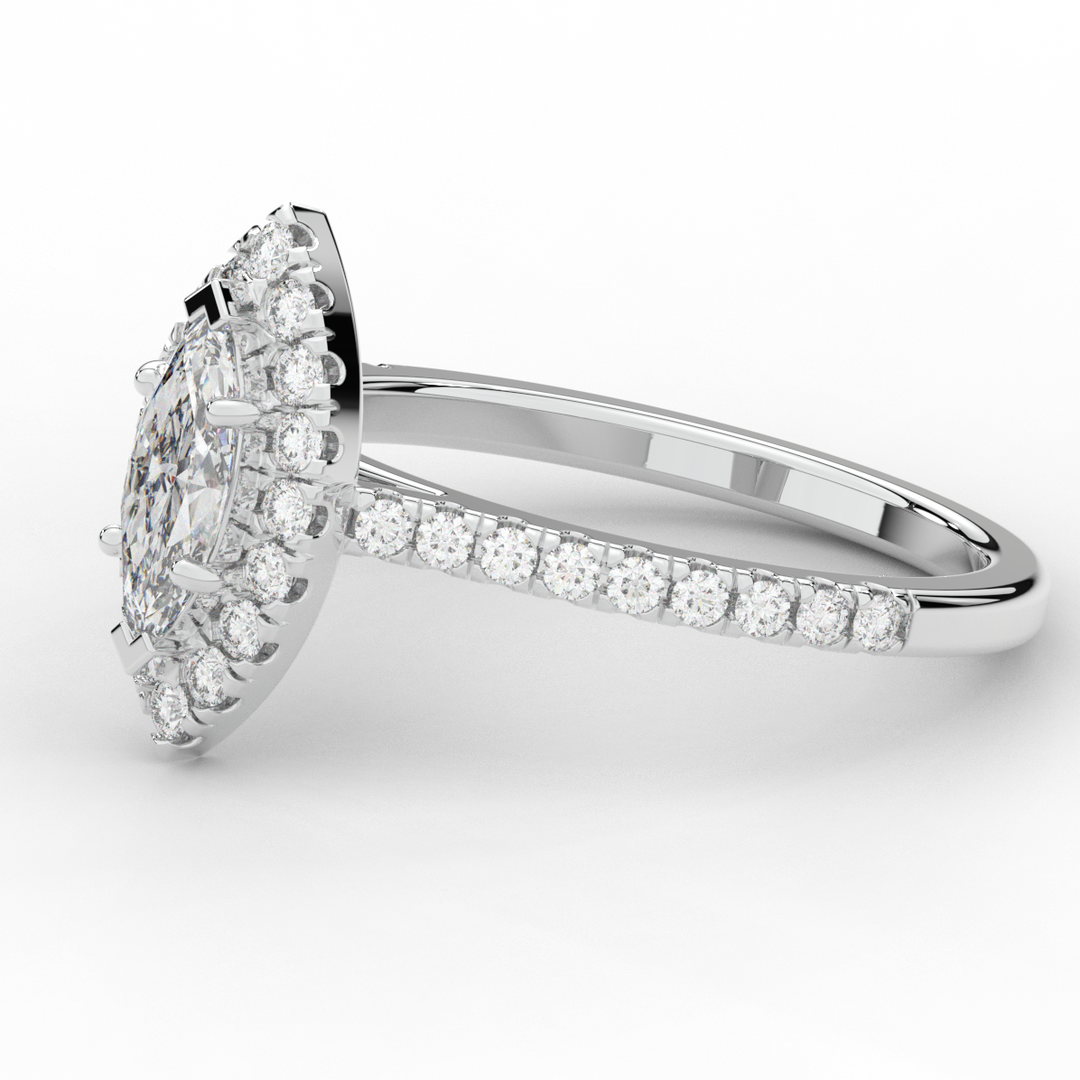0.80CT.TW MARQUISE LAB DIAMOND HALO ENGAGEMENT RING - Nazarelle
