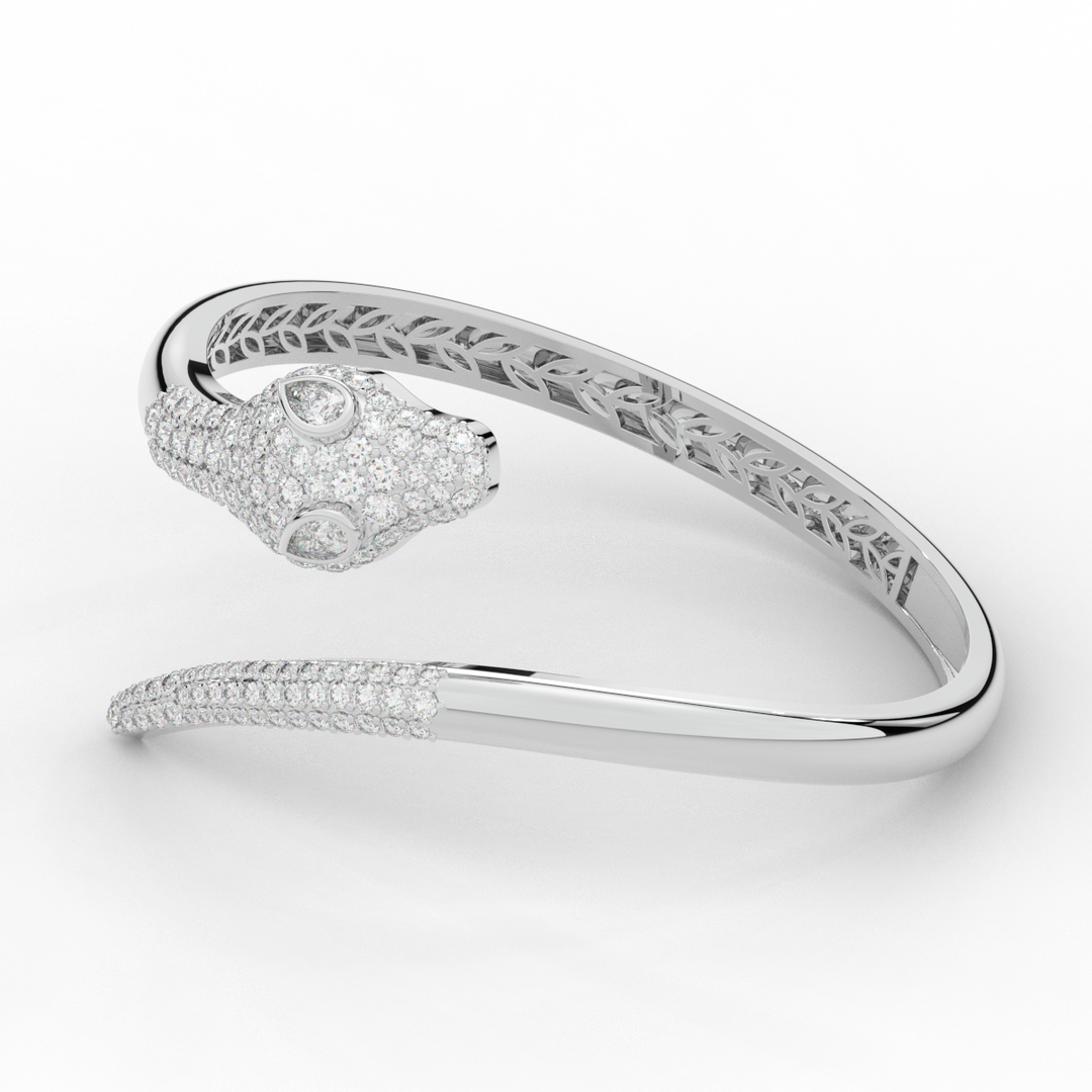 3.75CT.TW ROUND AND PEAR LAB DIAMOND SNAKE BANGLE - Nazarelle
