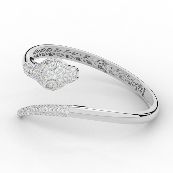 3.75CT.TW ROUND AND PEAR LAB DIAMOND SNAKE BANGLE - Nazarelle