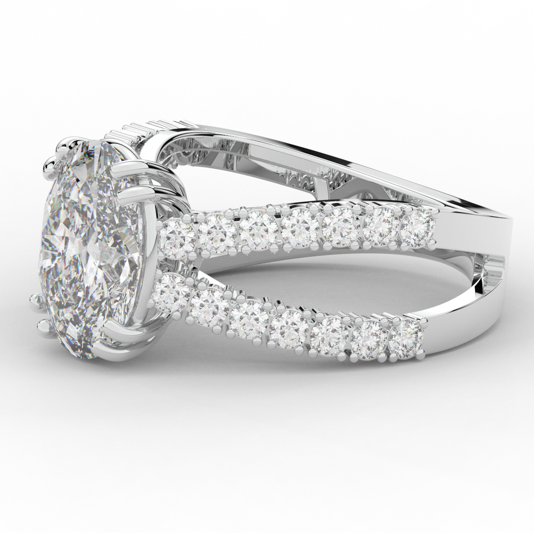 3.75CT.TW OVAL LAB DIAMOND SPLIT BAND ENGAGEMENT RING - Nazarelle