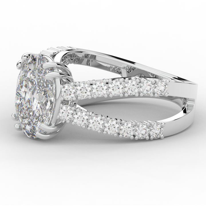 3.75CT.TW OVAL LAB DIAMOND SPLIT BAND ENGAGEMENT RING - Nazarelle