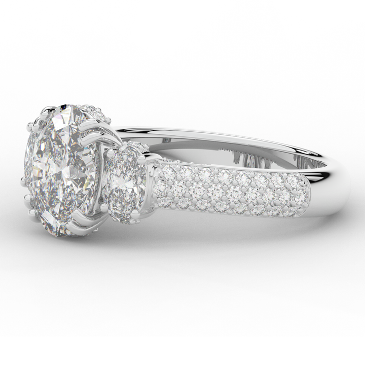 3.70CT.TW OVAL LAB DIAMOND 3 STONE ENGAGEMENT RING - Nazarelle