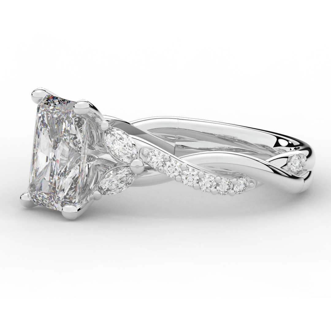 2.40CT.TW RADIANT LAB DIAMOND TWIST BAND ENGAGEMENT RING - Nazarelle