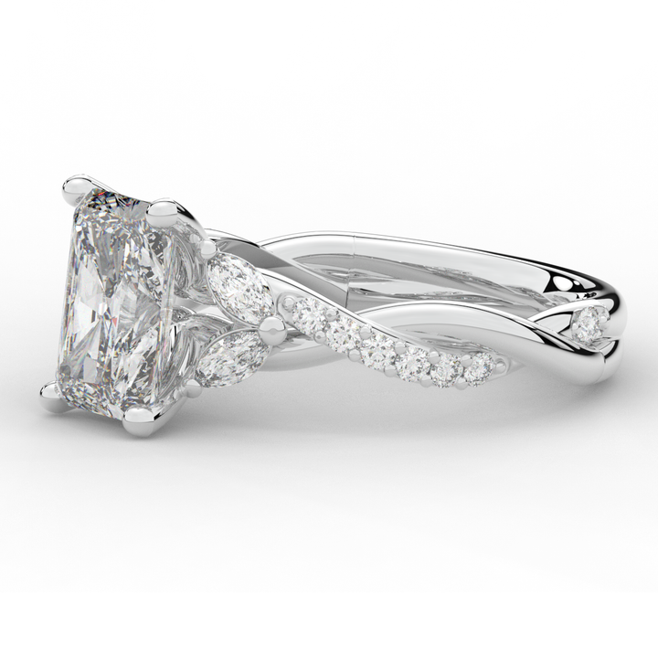 2.40CT.TW RADIANT LAB DIAMOND TWIST BAND ENGAGEMENT RING - Nazarelle