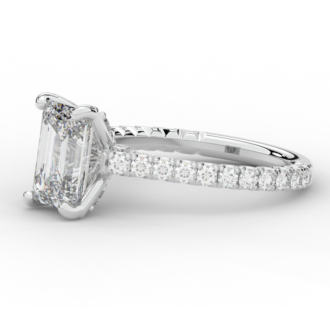 2.70CT.TW EMERALD CUT LAB DIAMOND SOLITAIRE ENGAGEMENT RING - Nazarelle