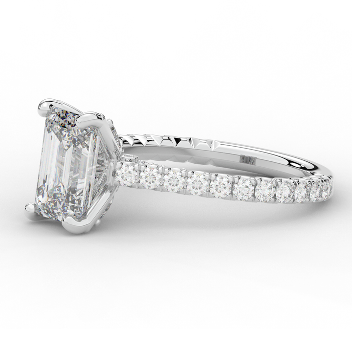 2.70CT.TW EMERALD CUT LAB DIAMOND SOLITAIRE ENGAGEMENT RING - Nazarelle