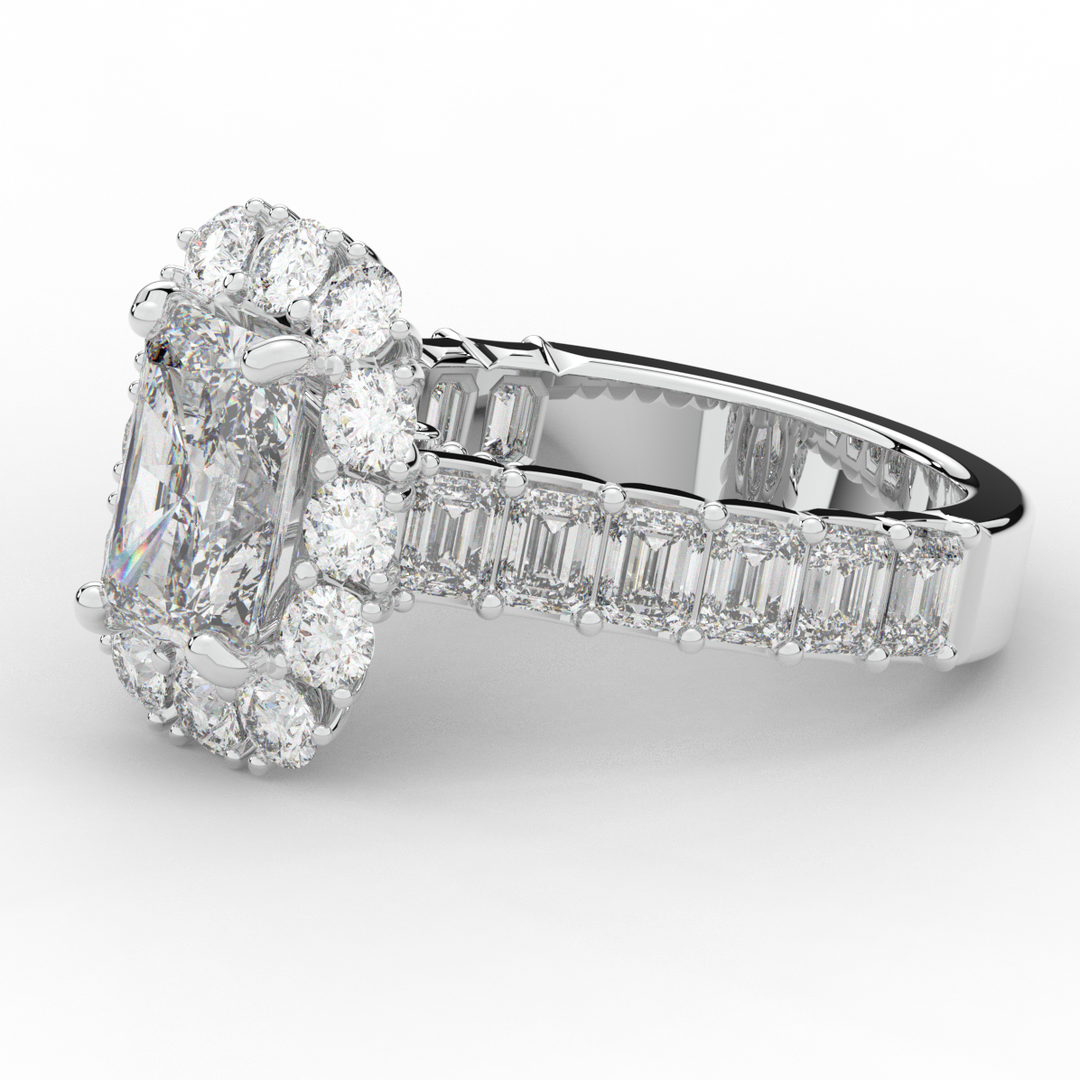6.00CT.TW RADIANT LAB DIAMOND HALO ENGAGEMENT RING - Nazarelle