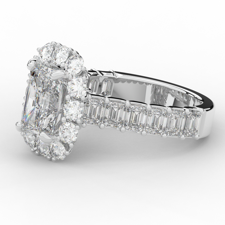 6.00CT.TW RADIANT LAB DIAMOND HALO ENGAGEMENT RING - Nazarelle