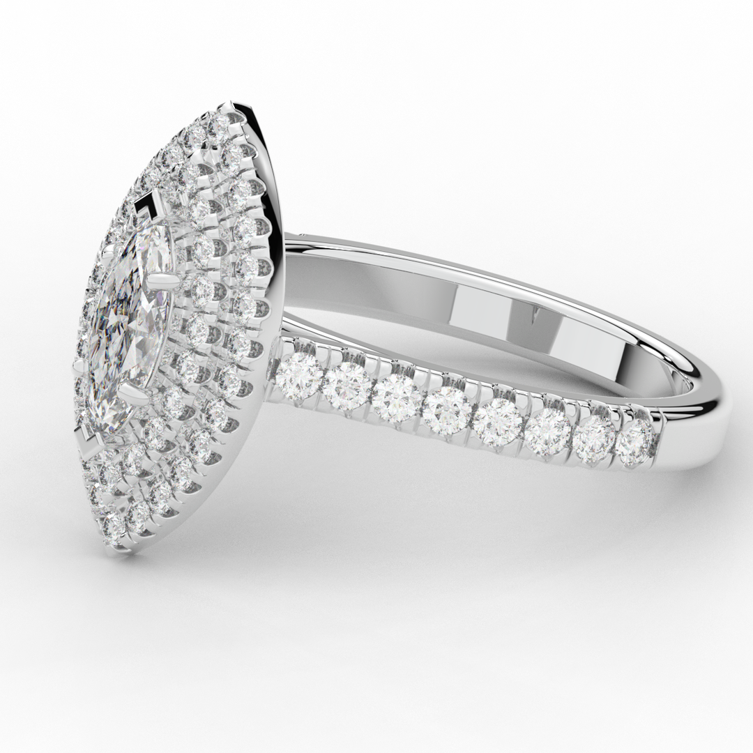 1.00CT.TW MARQUISE LAB DIAMOND HALO ENGAGEMENT RING - Nazarelle
