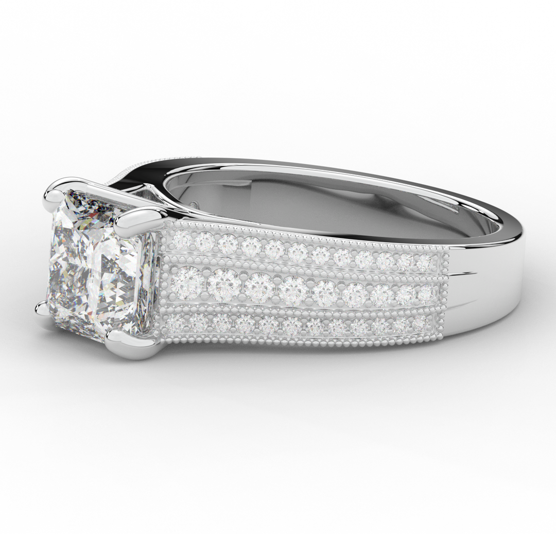 3.55CT.TW PRINCESS LAB DIAMOND ENGAGEMENT RING - Nazarelle
